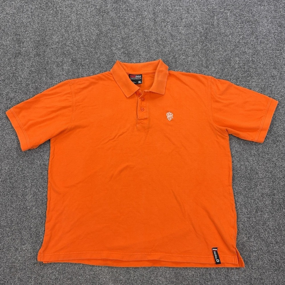 Southpole Polo Shirt Mens XL Orange 100% Cotton Knit Embroidered Logo Casual